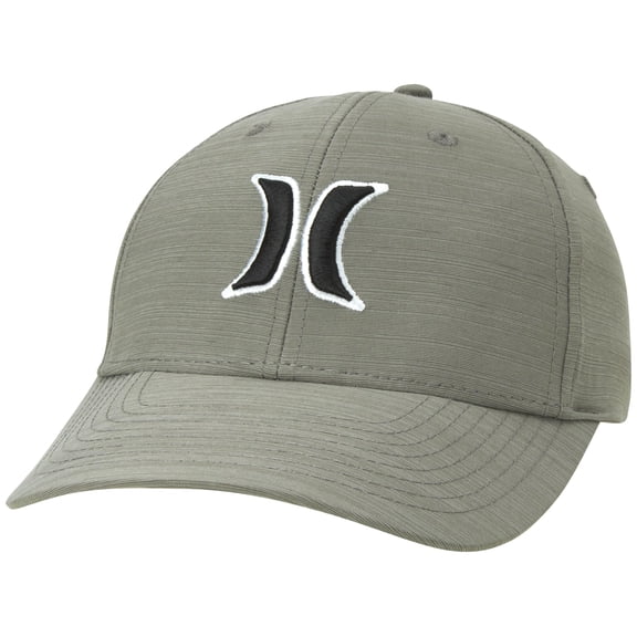 Hurley Men's Hat - H2O-DRI Super Icon Curved Brim Stretch Fitted Cap, Size Small-Medium, Light Grey