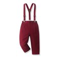 thumbnail image 5 of hotojiny Toddler Boys 3 Piece Plaid Outfit Long Sleeve Button down Shirt Adjustable Suspender Pants with Bow Tie Set Kids Christmas(Red,12-24 Months), 5 of 7