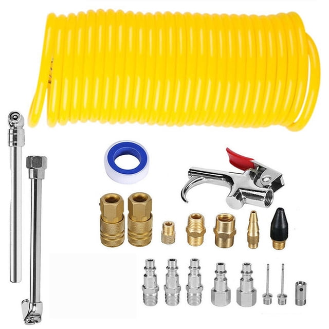 Kit de accesorios para compresor de aire de 20 piezas con pistola de soplado con manguera de aire de 1/4 pulg. y 295 pulg.