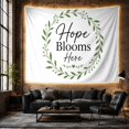 thumbnail image 6 of Hope Blooms Here Wreath on Off-White Background, Inspirational Minimalist for Plant Lovers, Botanical Art Decor, Housewarming Gift, Tapestry Wall Hanging for Living Room and Bedroom, 6 of 7