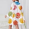 thumbnail image 2 of Sweets And Rainbow Lollipops Pattern Night Robe Long Sleeve V Neck Robe With Belt Women's Sleepwear Dresses, 2 of 9