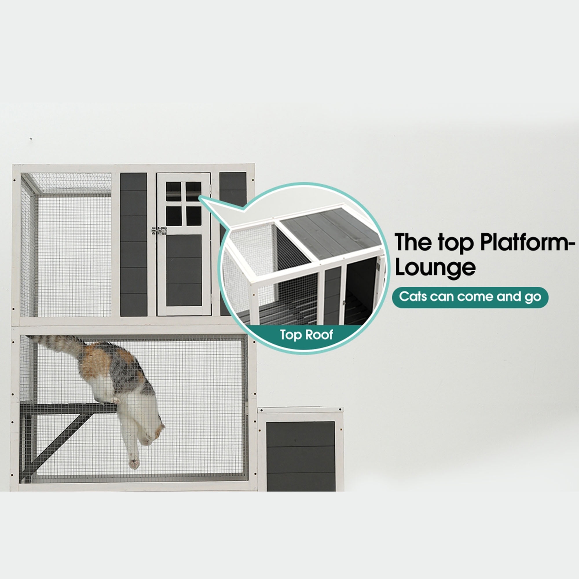 Pefilos 71" Outdoor Cat House for 1-3 Cats, 3-Tier Wood Cat Enclosures Kitty with 4 Platforms, 2 Doors, Resting Box, Indoor Cat Cage Shelter, Gray Pefilos 71" Outdoor Cat House for 1-3 Cats, 3-Tier Wood Cat Enclosures Kitty with 4 Platforms, 2 Doors, Resting Box, Indoor Cat Cage Shelter, Gray