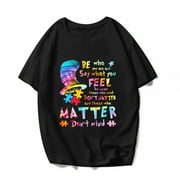 BODENSEE Autism Awareness Shirt Women Men Special Education Teacher T-Shirt Inspirational Graphic Tee Casual Top Black Small