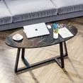 thumbnail image 5 of Oval Faux Black Marble Coffee Table Wooden Gold Elliptic Modern Side End Table for Coffee Dinning Living Room Kitchen, Small Stand Modern Design Home Furniture Black Table for Couch, 5 of 8