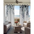 thumbnail image 3 of Blue Teal Eucalyptus Blackout Curtains for Bedroom - 84 Inch Long Light Blocking 2 Panels Set, Weeping Botanical Leaf Watercolor Thermal Insulated Living Room Drapes Grommet Window Curtains 52"x84", 3 of 8