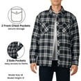 thumbnail image 3 of Alpine Swiss Mens Josh Fleece-Lined Flannel Jacket Heavyweight Snap Button Plaid Shirt Shacket Warm Winter Outerwear BKGY LRG, 3 of 7
