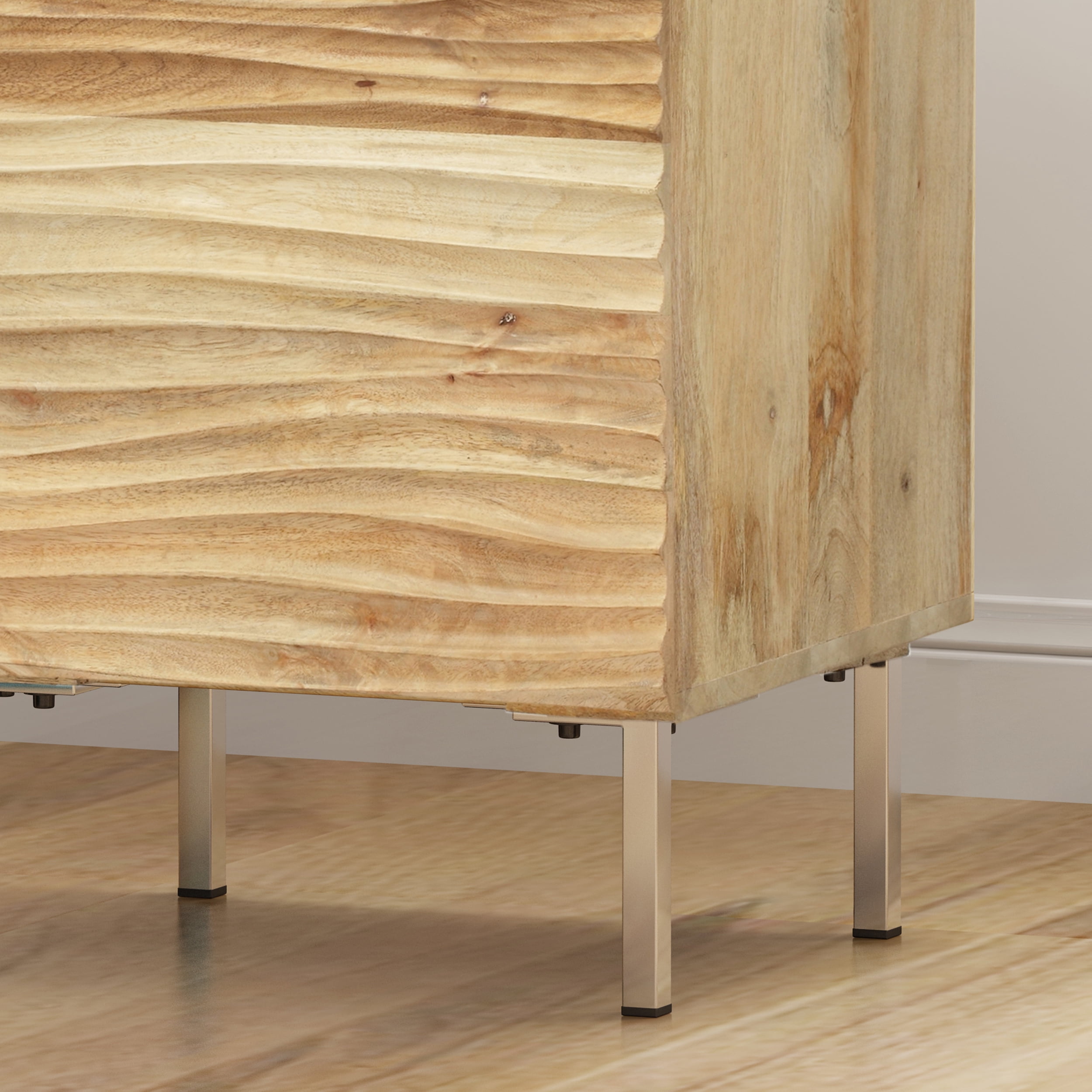 Noble House Victoria Mango Wood and Iron Side Table, Natural