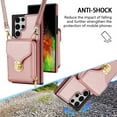 thumbnail image 5 of ELEHOLD Crossbody Wallet Case for Samsung Galaxy S22 Ultra,Premium Leather Case with Card Holders Zipper Pocket Metal Snap Stand Function Detachable Shoulder Strap Luxury Case for Women,Rosegold, 5 of 7