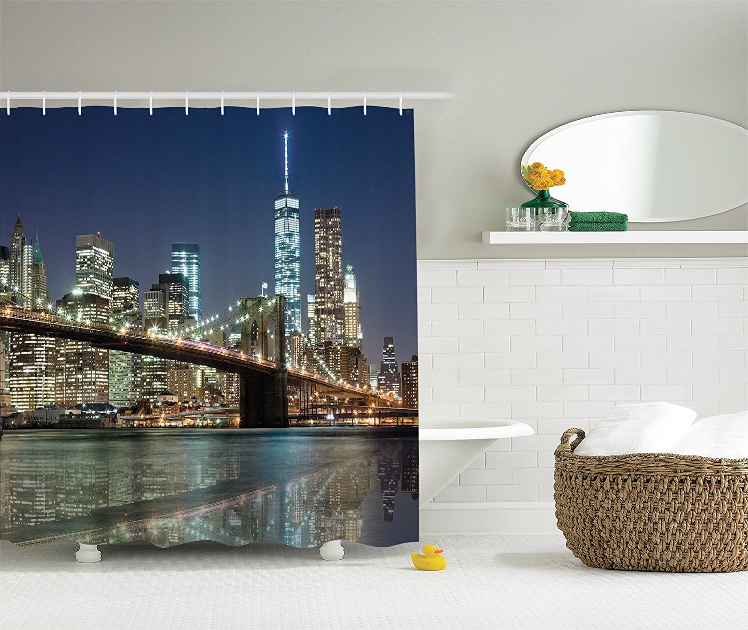 New york Shower Curtain Bath Decorations by , NYC New York City Skyline