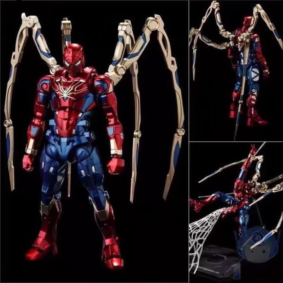 Iron_Spider Figurine Articulée de 6 Pouces avec Bras Mécaniques et Accessoires de Toile