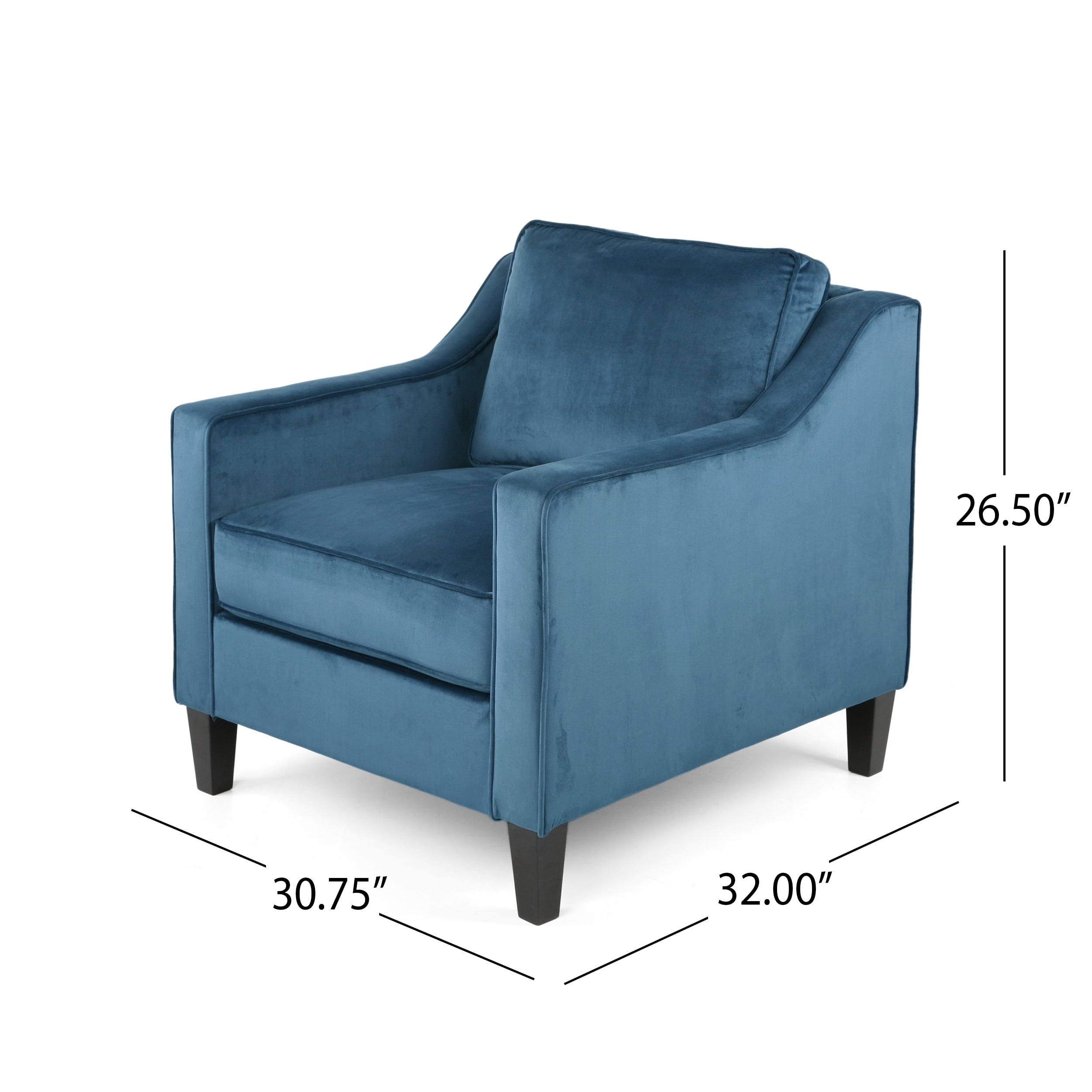 Noble House Milo Velvet Club Chair, Blue