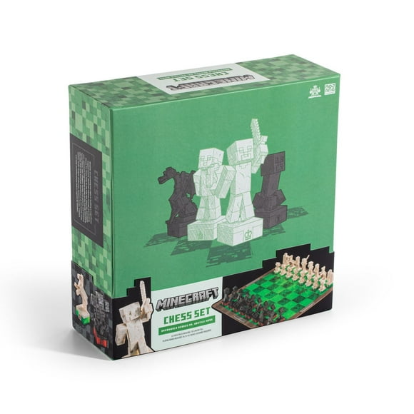 The Noble Collection Minecraft Chess Set – Overworld Heroes vs. Hostile Mobs