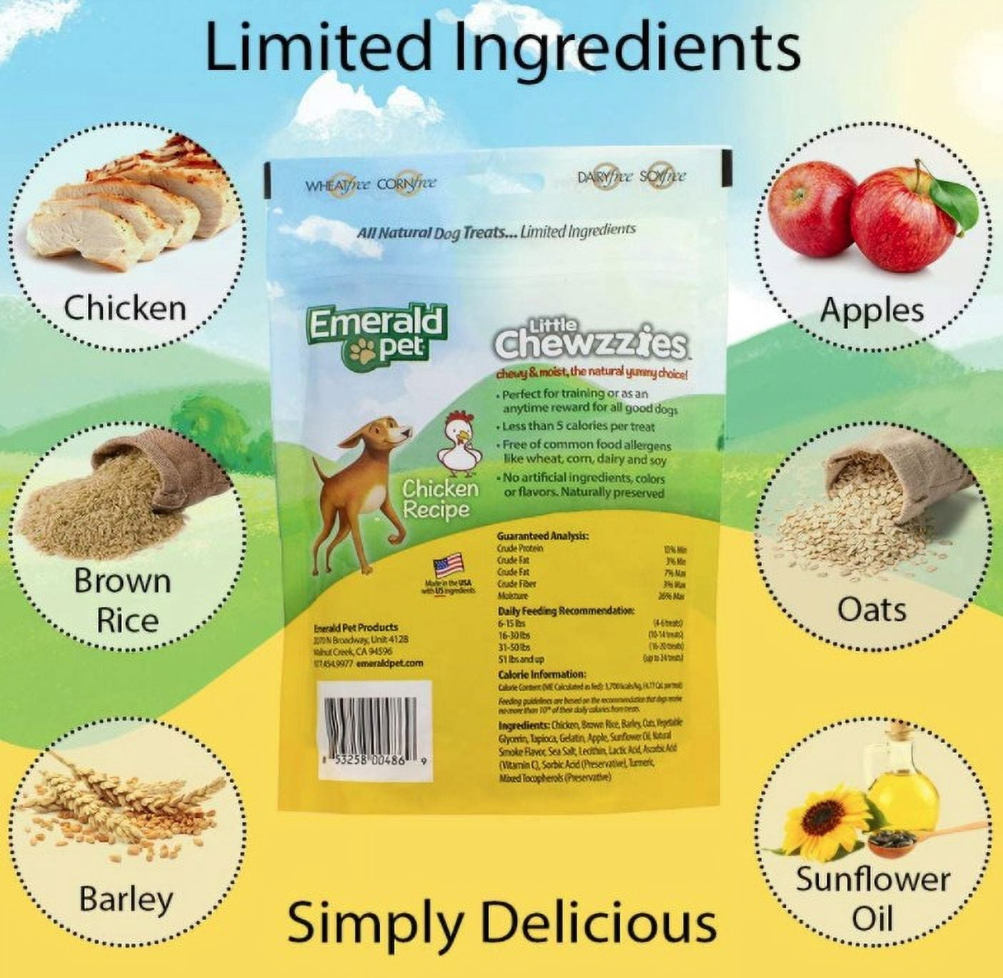 6 Pack Emerald Pet Little Chewzzies Soft Training Treats Chicken Recipe [Dog Meat and Jerky Treats, Bulk Dog Supplies, Emerald Pet] 30 oz (6 x 5 oz)