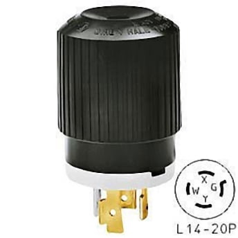 Bryant Locking Plug,Black/White,125/250VAC,20A 71420NP