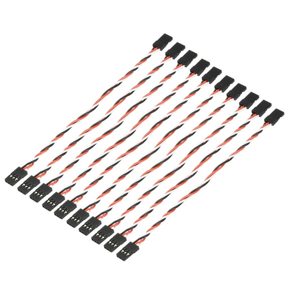 10pcs 3-Pin Servo Extension Cable Cord Connector Twist Wire Male to Male 5.9inch 26AWG 30-Cores Servo Receiver Wire