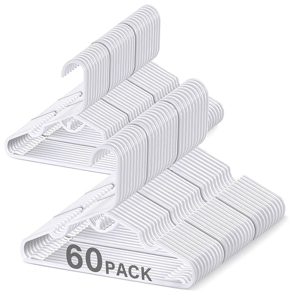 Allhall 60 Pcs Baby Hangers, Kids Hangers for Clothes Closet, Spacing Saving Plastic Toddler Hanger for Children Infant Nursery Child Hanger, Ideal for Boys and Girls Closets, Pants, Coats