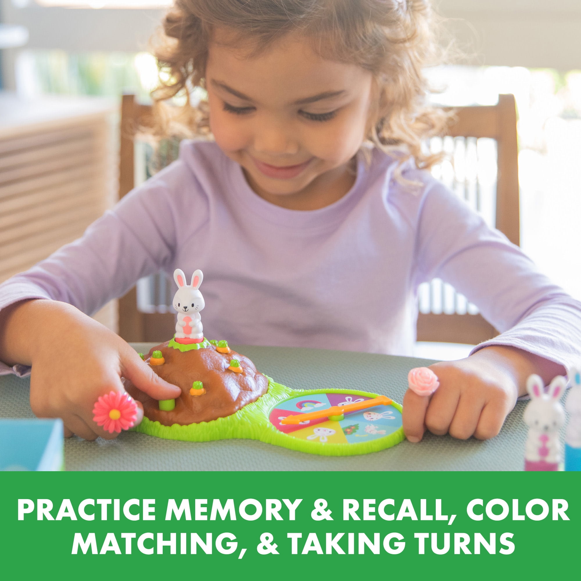 Educational Insights Pop Pop Bunny Hop, Memory & Color Matching Game for 2-4 Players, Ages 3+