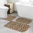 thumbnail image 4 of Black and Brown Leopard Print Bathroom Rug Set 3 Piece,Non-Slip Bath Mat Set with U-Shaped Contour and Runner Soft Absorbent Washable, 4 of 5