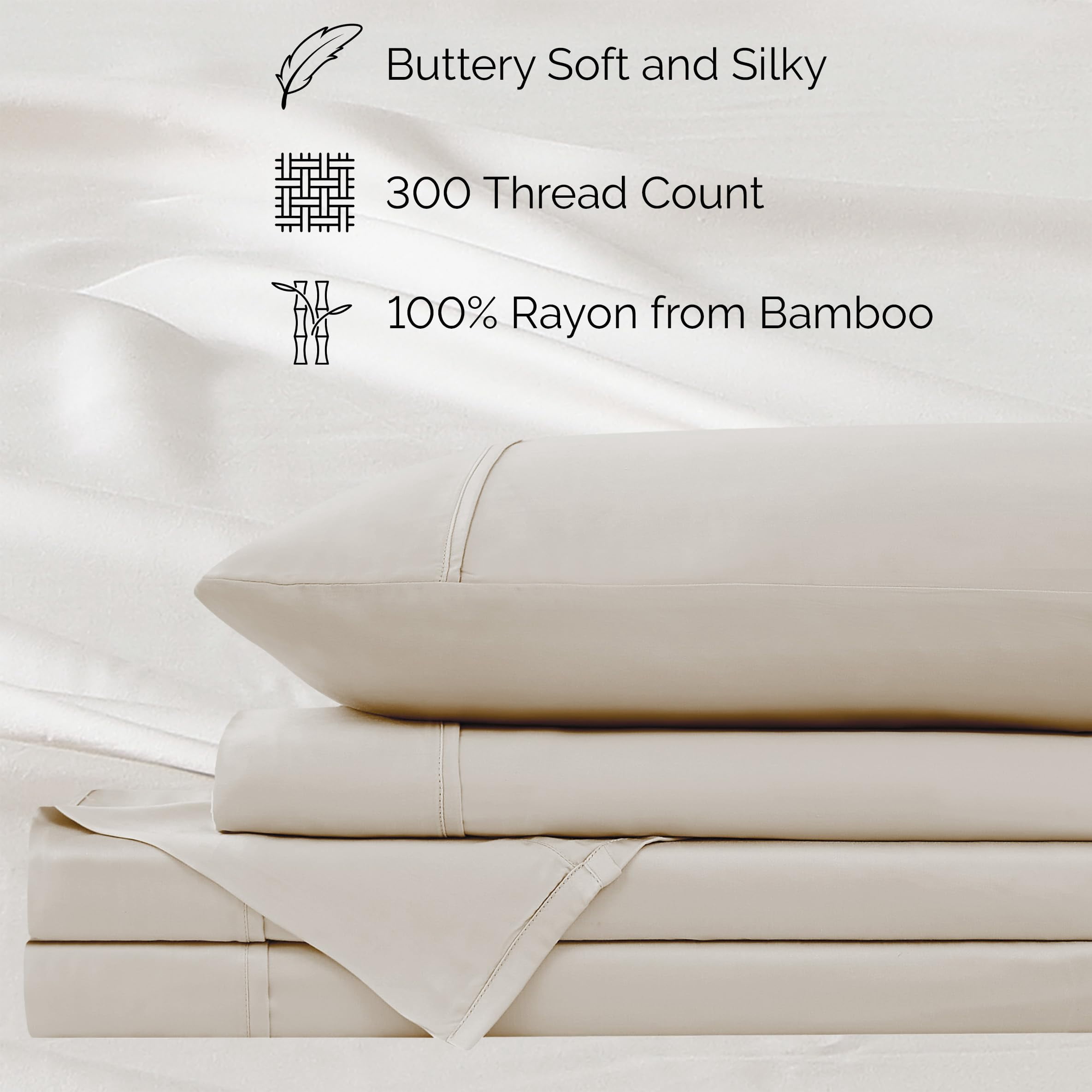 Southshore Fine Living, Inc. Rayon/Viscose Derived from Bamboo Sheets, King Size Sheet Set, Bone