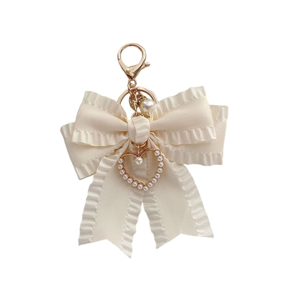 Bowknot Keychain Bag Charm Women Pearls Adornment Stylish Holder Suitable for Decorating Handbags and Backpacks