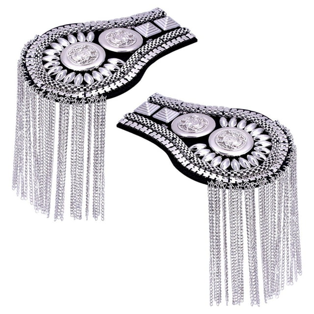 Charretera de hombro Hugo Punk Plata 1 par con borlas