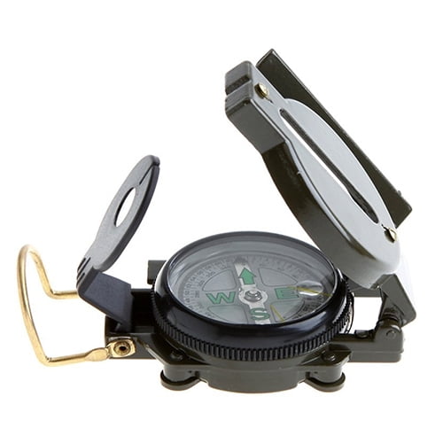 Military Army Style Magnifier Pocket Compass For Travel Camping Hiking Survival 
