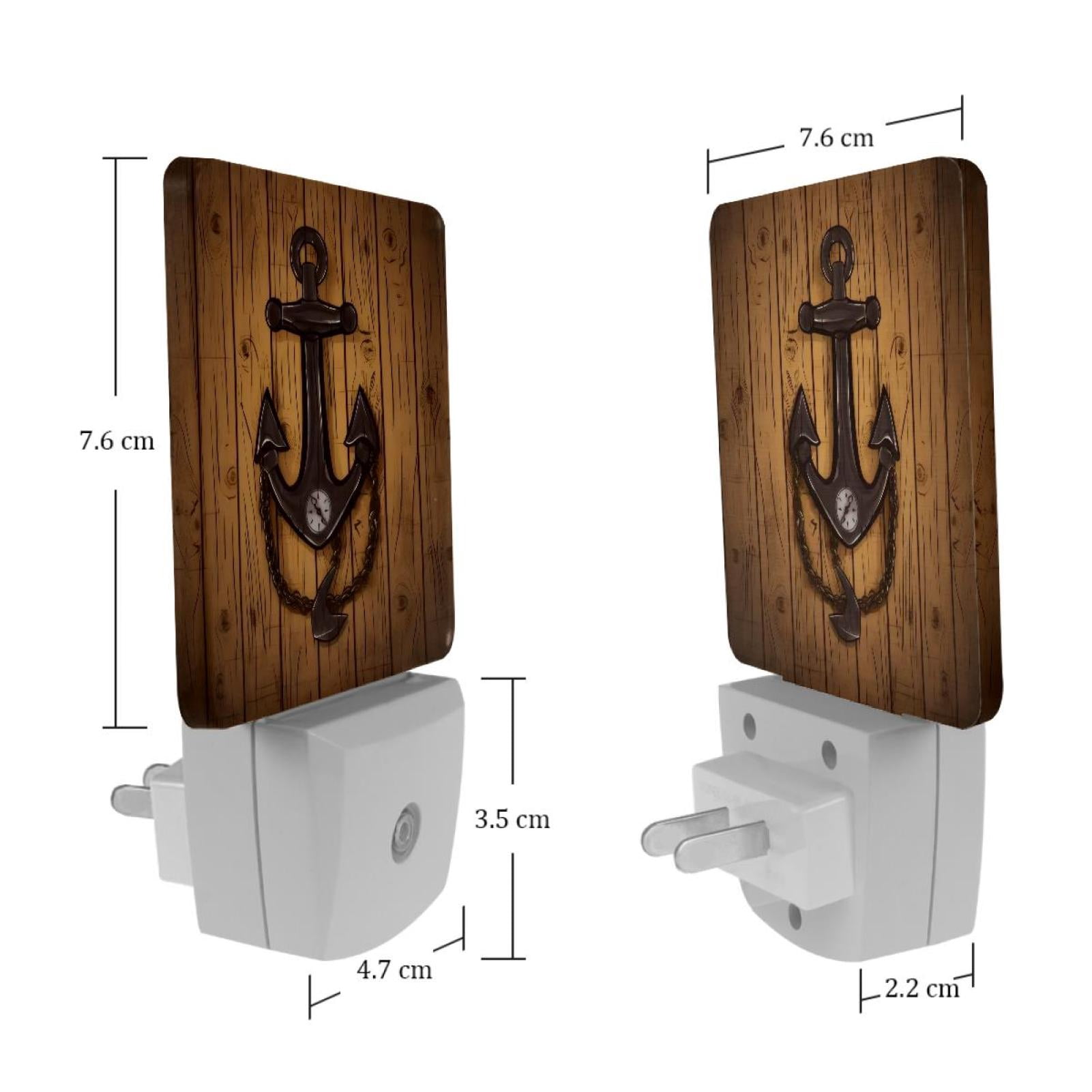PhooArto Wooden Board Anchor Plug in LED Night Light Auto Sensor Dusk to Dawn Decorative Night for Bedroom, Bathroom, Kitchen, Hallway, Stairs, Baby's Room, Energy Saving