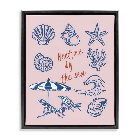 Stupell Industries Meet Me By The Sea Black Framed Floater Canvas Wall Art, design by The Prints Vibe