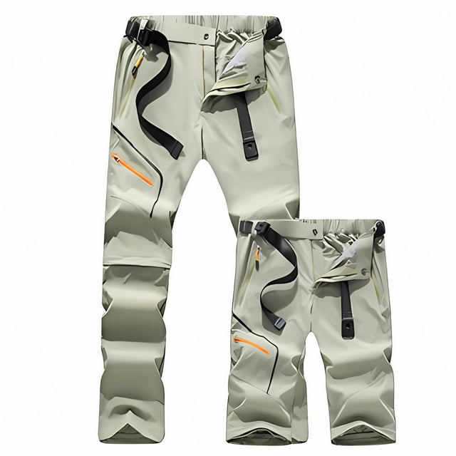 Men's Casual Pants Breathable Zipper Hiking Outdoor Functional Soft Detachable Quick Drying Pants with Belt