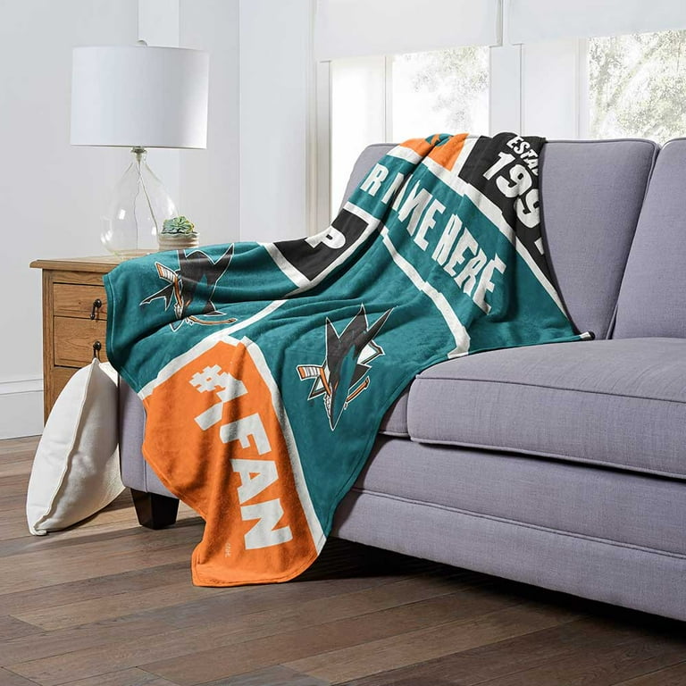 San Jose Sharks NHL Colorblock Personalized Silk Touch Throw