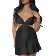 thumbnail image 3 of xiaxaixu Mini Robes pour les Femmes Licol Sans Manches Buste Froncé Couleur Unie Robe de Satin Fluide, 3 of 7