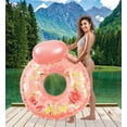 thumbnail image 4 of POZA Luxury Inflatable Lounge Pool Float with Back Rest - Inflatable Pool Chair Float for Adults Filled with Sparkle Confetti, Built-in Phone Holder, Cup Holders and Handles, 42 Inches - Rose Gold, 4 of 8