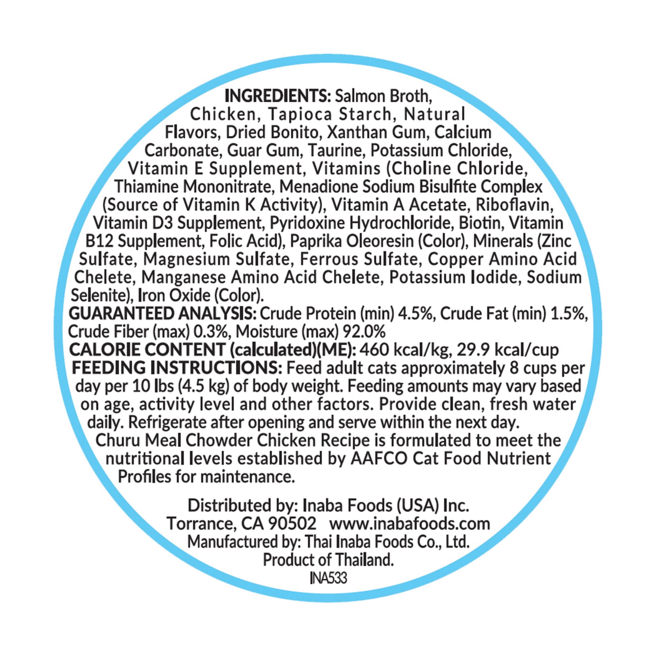 (6 pack) INABA Churu Meal Chowder Adult Wet Cat Food, 2.29 oz cup, Chicken Recipe with Salmon Flavor