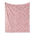 thumbnail image 1 of Pale Pink Soft Flannel Fleece Throw Blanket, Butterflies Ornate Wings Feminine Romantic Theme Artwork, Cozy Plush for Indoor and Outdoor Use, 60" x 80", White Peach and Pink, by Ambesonne, 1 of 6
