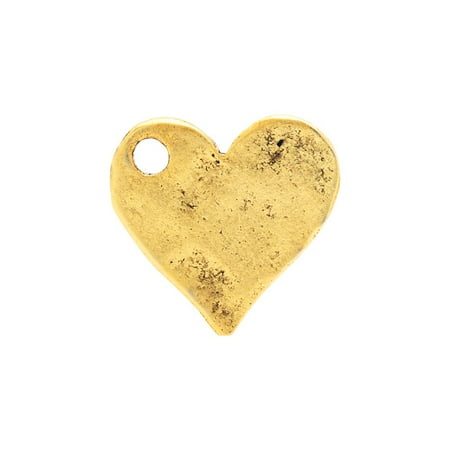 - Nunn Design Flat Tag, Hammered Heart 12x12.5mm, 1 Piece, Antiqued Gold