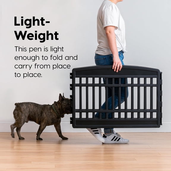 24" 4-Panel Puppy Playpen, 35 x 35 x 24, Dog Playpen, Dog Play Pen Indoors, Pet Fence, Puppies/Small Dogs, Black