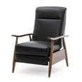 thumbnail image 5 of Fairview Black Top Grain Leather Chestnut Exposed Wood Arm Push Back Recliner, 5 of 15