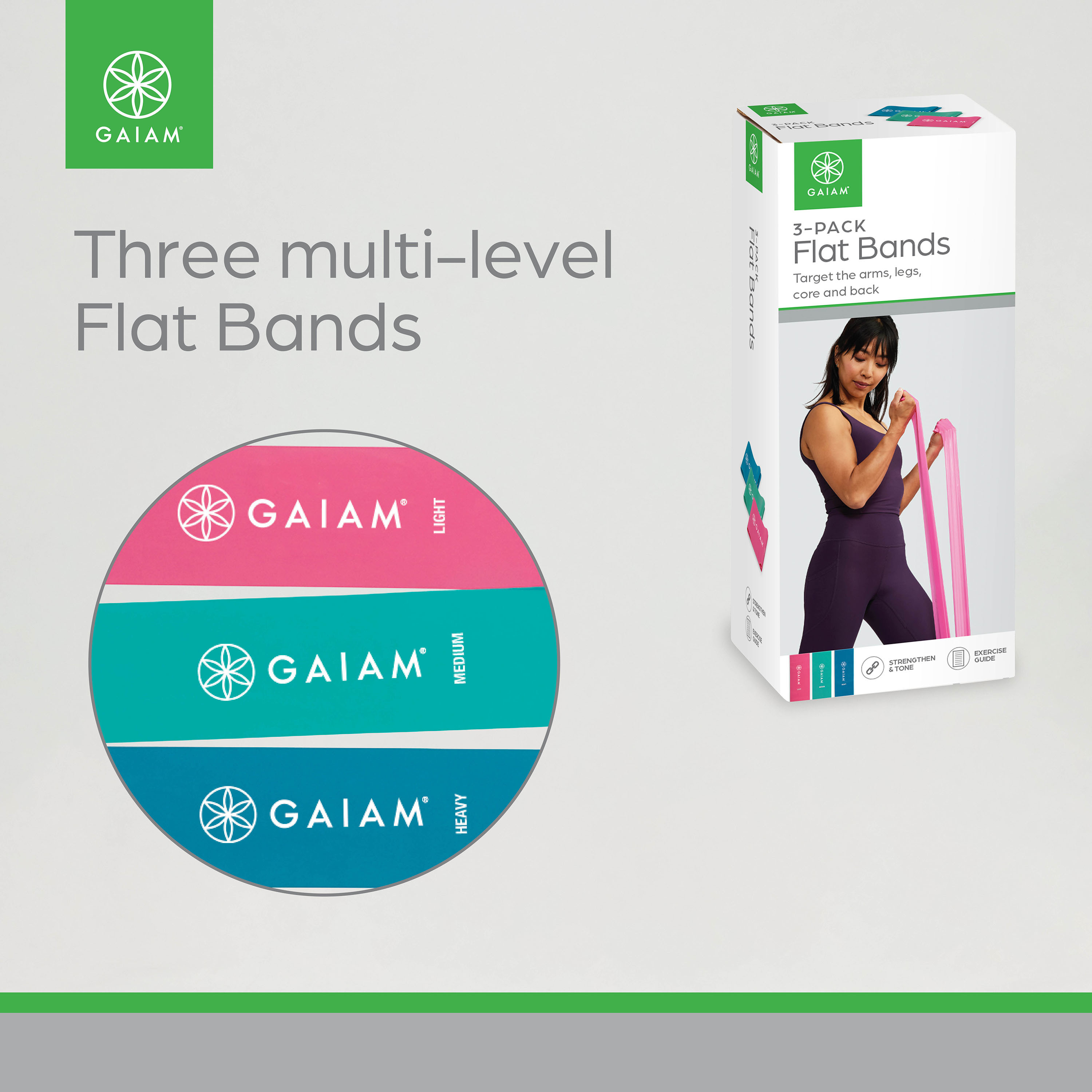 Gaiam Flat Resistance Band Kit, 3 Bands photo 3