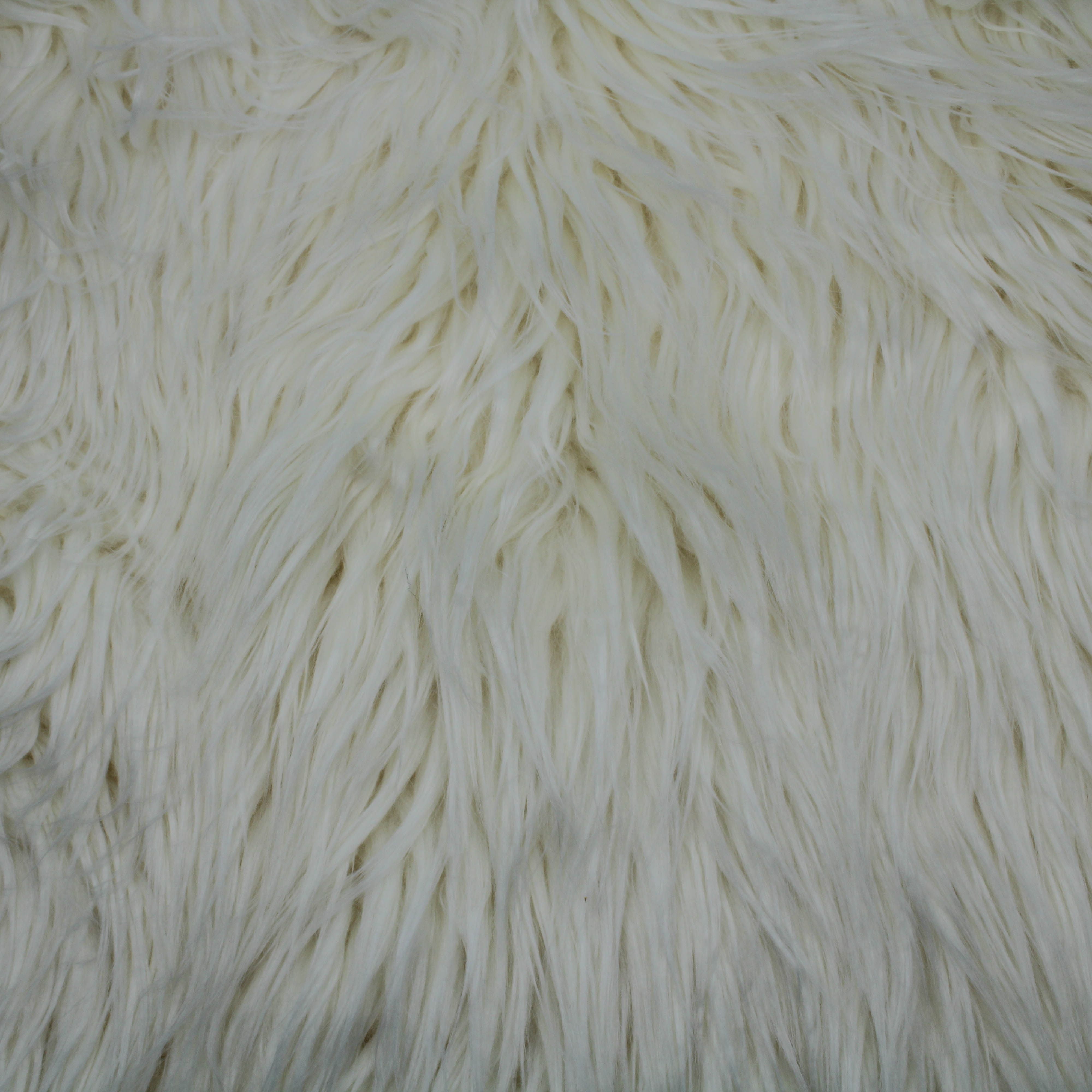 FREE SHIPPING!!! Ivory Faux Fur Fabric Long Pile Mongolian, DIY Projects by  25 Yards 