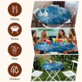 thumbnail image 6 of Vintage Blue Round Tablecloth 45-54 Inch Round Fitted Table Cloth with Elastic Edge, Oil Painting Modern Abstract Art Waterproof Table Cover Protector for Outdoor Picnic Party Dining, 6 of 6