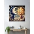 thumbnail image 2 of The Moon Kisses The Sun Goodnight Poster Wall Art, Modern Wall Decor, 16x16 UNFRAMED, 2 of 3
