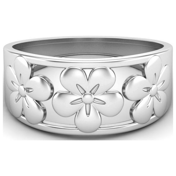 925 Sterling Silver Daisy Flower Wide band Valentines Day Gifts Ring Comfort Fit Victorian Band