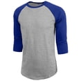 thumbnail image 2 of J. METHOD Men's 3/4 Sleeve Baseball Crewneck Tshirt Top Raglan Jersey T Shirt NEMT06 HEATH/BLU S, 2 of 5