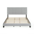 Furinno Laval Button Tufted Bed, 12 Pieces Slat Style, Glacier
