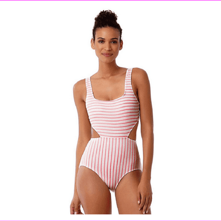 Anne Cole Women's Striped Textured Sexy One Piece Swimsuit, Pink, 14