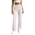 thumbnail image 2 of Xdegoge Women's Ribbed Wide Leg Pants High Waisted Elastic Waist Stretch Knit Lounge Pants Pull On Casual Palazzo Pants for Travel Everyday Wear, 2 of 7