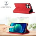thumbnail image 4 of SaniMore for iPhone 15 Pro Max 6.7" 2023 Case, Prumiem PU Leather Wallet Kickstand Cover Magnetic Flip Design Card Slots Shockproof Anti-drop TPU Full Body Protective Shell, Red, 4 of 10