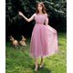 thumbnail image 1 of Vestido de dama de honor para mujer, longitud media, hermanas, hombros adelgazantes, Hada, elegante, vestido de noche, actuación de presentadora, 1 of 6