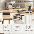 thumbnail image 6 of Fluted Kitchen Storage Island with Drop Leaf, Power Outlet, 55.5" Rolling Kitchen Cart with 4 Doors and 3 Drawers, 6 of 9
