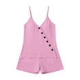 thumbnail image 5 of Women's Two-Piece Suspender Decorative Button And Shorts Casual Summer Set, 5 of 7